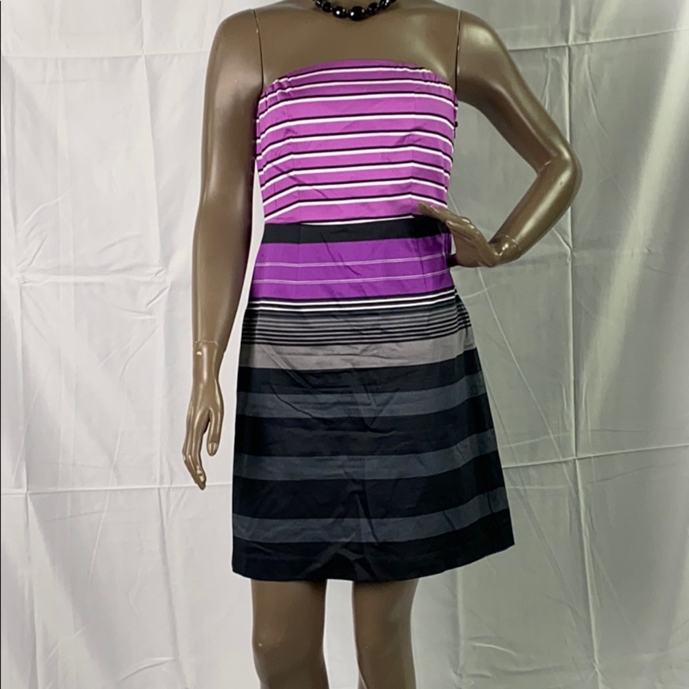Strapless dress (purple, black and white)